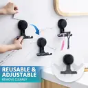 TAILI Porte-rasoir à ventouse pour douche lot de 2, serviette, éponge, support de rasoir pour mur de douche, crochets à ventouse puissants pour l'intérieur de la salle de bain, faciles à installer et réutiliser, Noir image 6