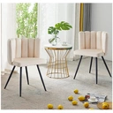 CLIPOP Velvet Dining Chairs Set of 2 Vanity Chair with Petal Back and Metal Legs, Modern Makeup Chair for Bedroom Dressing Table Kitchen Living Room Cream 45*47*82cm image 8
