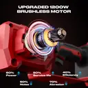 FLORA GUARD Tronçonneuse sans fil sans balais 12 pouces – Mini tronçonneuse à main à haute vitesse 1200 W avec 2 x 4000 mAh + chargeur, lubrification automatique, compatible avec la batterie Dewalt 20 V image 2