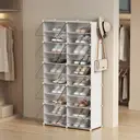 SONGMICSHOME Modular Shoe Storage Cabinet, 10-Compartment Organiser with Doors, Plastic Panels and Steel Frame, Entryway, White image 2