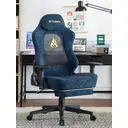 SYMINO Chaise de jeu ergonomique en cuir PU vintage avec support lombaire 3D et inclinable 90-155° - Bleu image 1