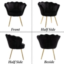 CHAIRUS Chaise d'appoint en velours en forme de pétale avec pieds dorés - Noir image 6