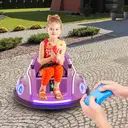 Costway Voiture électrique pour enfants 12 V, rotation à 360 degrés, avec musique, lumières et télécommande, violet image 5