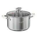 Maxcook 4.3L 304 Stainless Steel Stock Pot (22cm) With Glass Lid and Silicone Handles, Soup Pot for Induction Cooktop, Compatible with All Cooktops MCT1149 image 0