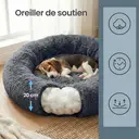 SONGMICS Lit en donut pour chien, moelleux et apaisant, avec housse amovible et lavable, gris foncé, 70 x 20 cm image 5