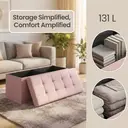 Ochama x SONGMICS Storage Ottoman Bench, 38 x 110 x 38 cm, End of Bed Bench, Storage Chest, for Living Room, Bedroom, Entryway, Pink image 6