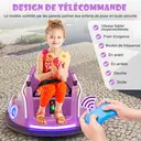 Costway Voiture électrique pour enfants 12 V, rotation à 360 degrés, avec musique, lumières et télécommande, violet image 2