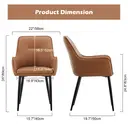 CLIPOP Occasional Dining Chairs Set of 2 Faux Leather Padded Kitchen Chair Accent Armchair with Backrest and Metal Legs, Lounge Living Room Reception Chairs 0224 brown 56*50*89 cm image 9