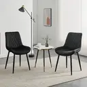 CLIPOP Dining Chairs Set of 2 Velvet Kitchen Chairs with Metal Legs Padded Counter Leisure Reception Chair for Dining Room Living Room Bedroom 0398 black 47*45*88.5cm image 7