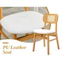 chairus Rattan Dining Chairs Set of 2 Kitchen Side Chairs with Wood Legs for Dining Room, PU Leather White image 3