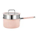 PURECOOK Colored Ceramic-Coated 316 Stainless Steel 2-Piece Milk Pot with Steamer Insert Series | 316 Milk Pot (Exterior: pink Ceramic Coating, Interior: 316 Stainless Steel), Stainless Steel Handle Wrapped in Silicone, Earless Steamer Insert, with Silicone Glass Lid image 5