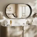 Melodieux Black Bathroom Vanity Mirror for Wall, 55x75 cm Metal Framed Wall Mirror Oval, Decorative Mirror for Bedroom Living Room Entryway Horizontally or Vertically image 0