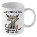 Alphynix 1 Mug blanc 33cl avec citation "Je ne me lève pas et brille, je caféine" & Grumpy Cat, cadeau de Noël ou Thanksgiving humoristique pour amateurs de café,Le cadeau de la saint-valentin, cadeau d’anniversaire image 3