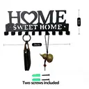 Porte-clés mural en fer avec crochets et cœur décoratif, noir et blanc, décoration Sweet Home, organiseur mural 26 cm pour entrée, couloir ou cuisine image 2