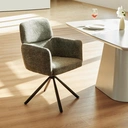 CLIPOP 1PC Chenille Swivel Tub Chair for Living Room 360 Rotating Base Luxurious Dining Armchair with Padded Seat, Desk Chair no Wheels for Dining Room Bedroom Vanity 0659-s green 59*60*91 cm image 1