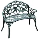 Outsunny Banc de Jardin 2 Places Style néo-rétro Motif Rose Lignes fuselées 100L x 54l x 78H cm Fonte d'aluminium Vert Vieilli image 0
