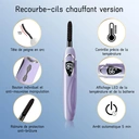 SUNLUXY S600 Recourbe-cils électrique pour courbure naturelle longue tenue, avec affichage LED de la température et de la batterie, arrêt automatique de sécurité - Violet image 4