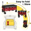 Sekey XXXL Bolderkar, opvouwbaar, 300 l, 200 kg belastbaar, opvouwbare bolderkar, 17 x 10 cm, extra brede banden, voor alle terreinen, gepatenteerd inklapbaar uit vier richtingen, XXXL-Super 4013, Rood met grijs image 5