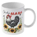 Alphynix 1pc 11oz White Mug with Funny "Chicken MAMA" Farmhouse Design and Red Bow, Unique & Humorous Christmas or Thanksgiving Gift image 3