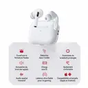 Dpower K6202 Écouteurs Bluetooth 5.3-Intra-Auriculaires, 48H d'Autonomie, Charge Sans Fil, Audio Spatial, Latence Gaming Ultra-Faible, Dragonne Détachable, Blanc image 2