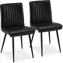 CLIPOP PU Dining Chairs Set of 2 Upholstered Kitchen Chairs with Backrest and Sturdy Metal Legs, Lounge Reception Counter Chair for Home Dining Living Room Bedroom Restaurant (2, Black) image 0