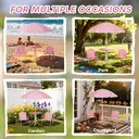 AIYAPLAY Kids Patio Table and Chair Set, Kids Garden Furniture with 2 Folding Chairs and Removable Umbrella, Unicorn Theme Portable 4-Piece Bistro Set for Garden, Pink image 1