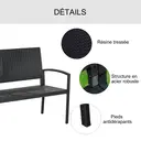 Outsunny Banc de jardin 2 places style cosy chic résine tressée 4 fils imitation rotin noir image 3