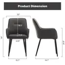 CLIPOP Occasional Dining Chairs Set of 2 Faux Leather Padded Kitchen Chair Accent Armchair with Backrest and Metal Legs, Lounge Living Room Reception Chairs 0224 grey 56*50*89 cm image 9