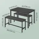 Ochama x SONGMICS Dining Table with 2 Benches, Set of 3, Kitchen Table, 2 Dining Room Benches, Steel Frame, Ash Black and Ink Black image 2