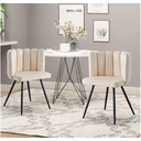 CLIPOP Velvet Dining Chairs Set of 2 Vanity Chair with Petal Back and Metal Legs, Modern Makeup Chair for Bedroom Dressing Table Kitchen Living Room Cream 45*47*82cm image 0