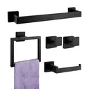 JORDAN&JUDY 5-Piece Black Towel Rack Set, Bathroom Storage, Stylish & Functional image 0