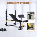 SPORTSOUL Banc d'haltérophilie réglable avec développateur de jambes et rangement pliable, convient aux barres de 6' et 7', équipement de gym pour la maison et le commercial image 3