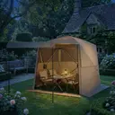 Outsunny 2 x 2 m Pop Up Gazebo with Awning, Waterproof Instant Shelter for Garden BBQ, Fishing, Camping, Easy Setup Garden Gazebo with Sides, Mesh Windows & Carry Bag, Khaki image 7