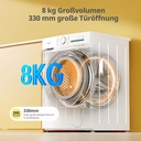 Comfee Waschmaschine 8 kg, mit Haustierhaarpflege-Programm und Dampffunktion, 16 Programme, Energieeffizienzklasse A-10%, Füllfunktion, leise und energiesparend, CF08EWP05W-HR, Weiß image 9