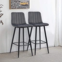CLIPOP Velvet Bar Stools with Backrests Set of 2, Matte Black Metal Legs, 2 PCS Kitchen Counter Bar Stools (65 cm Seat Height) 051 Grey image 1