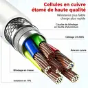 dpower F8000 - Câble USB-C vers Lightning 1m, Blanc, Charge Rapide 3A & Transfert Données 480 Mbps, Compatible iPhone 11/12/13/14 image 2