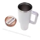 Milestone Travel Mug & Straw with Handle Stainless Steel Double Walled Pebble 1200ml image 3