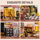Robotime Rolife Garage Workshop DIY Dollhouse Kit 24x14.9x17.1cm 1PC,Home decoration, bookshelf decoration,Craft Gifts for Adults and Teens,Educational toys image 4