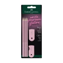 Faber-Castell Grip 2001 Coffret avec 3 crayons, 1 gomme et 1 taille-crayon - Rose image 0