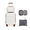 Kono Luggage Sets of 2 Piece Lightweight 20 inch ABS Hard Shell Travel Carry on Suitcase with TSA Lock + 12 inch Portable Hand Cabin Case (Cream White) image 0
