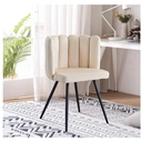 CLIPOP Velvet Dining Chairs Set of 2 Vanity Chair with Petal Back and Metal Legs, Modern Makeup Chair for Bedroom Dressing Table Kitchen Living Room Cream 45*47*82cm image 7