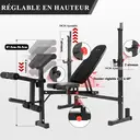 ISE Banc de Musculation Complet, Pliable Complet avec Support d'Haltères, Homme Coussin&Dossier Inclinable/Hauteur Réglable, Curl Leg Extension, SY-5024 image 4