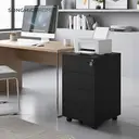 SONGMICS HOME Meuble pour Documents en Métal, Classeur Mobile, Support pour Imprimante, avec Serrure, 4 Tiroirs, Pré-Assemblé, Bureau, 45,1 x 39 x 69,3 cm, Noir image 4