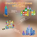 Tokky 128-Piece Magnetic Tiles Ice Kingdom Theme Ice Crystal Blue Translucent Castle Building Set Strong Magnetic Structure STEAM Enlightenment ABS Safe Material Color Box Packaging G013 image 4