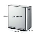 Tower Recycling Pedal Bin with Two Compartments 40L - Stainless Steel image 4