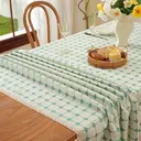 Nappe Rectangulaire Rustique à Carreaux avec Broderie et Bordure en Dentelle – Coton et Lin Anti-Poussière pour Cuisine et Salle à Manger 140x230cm – Bleu Clair image 4