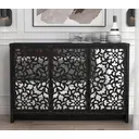 Galano Norwich 2 Door Sideboard – Modern Laser Cut Design with Acrylic Mirror – Storage Cabinet for Living Room, Bedroom, or Kitchen – Rustic Black Oak image 2