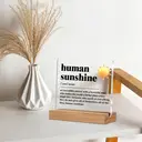 Alphynix Plaque commémorative Human Sunshine en acrylique avec support en bois - 12 cm image 8