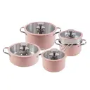PURECOOK Colored Ceramic-Coated 304 Stainless Steel 4-Piece Cookware Set Series
16cm Milk Pot, 18cm Soup Pot with Steamer Insert , 22cm Hot Pot, 24cm Stock Pot - Pink Ceramic Coating, Multi-Ply Base, Heat-Conducting Silicone Glass Lid, 304 Stainless Steel image 1