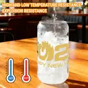 Alphynix 1pc Chinese New Year Glass, 500ml Iced Drink Tumbler with Zodiac Horse Pattern, Golden "HAPPY NEW YEAR" Message, Complete with Bamboo Lid for Cold Beverages image 4